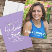 Afstuderen Elegant Calligrafie Script Roze Foto Kaart