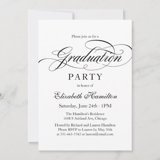 Afstuderen Elegant Calligraphy Graduation Party Kaart (Voorkant)