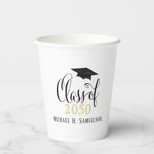 Afstuderen Elegant Classic Mortarboard Script Papieren Bekers (Achterkant)
