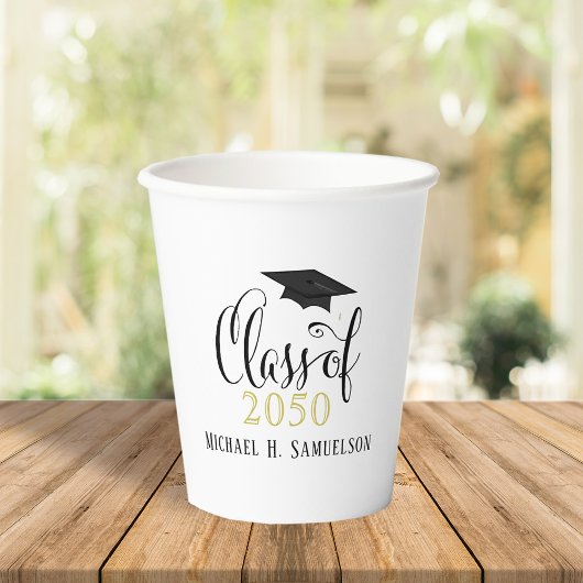 Afstuderen Elegant Classic Mortarboard Script Papieren Bekers