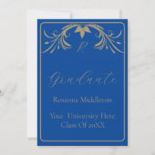 Afstuderen Elegant Crest Eenvoudig Blauw Celebrati Kaart (Voorkant)