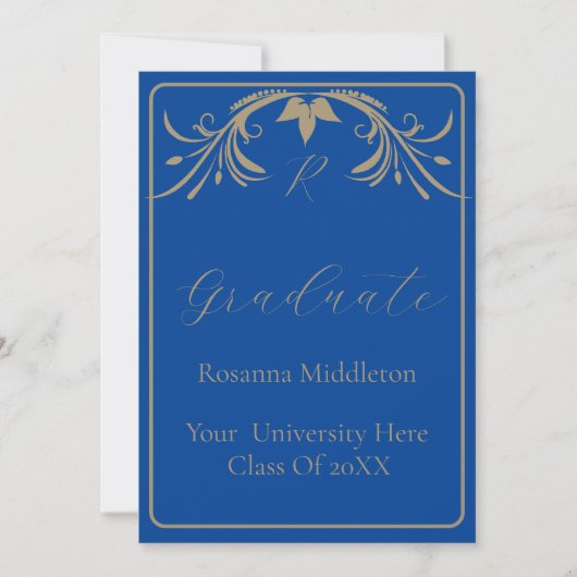 Afstuderen Elegant Crest Eenvoudig Blauw Celebrati Kaart (Voorkant)