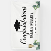 Afstuderen Elegant Foliage & wijn Botanisch Spandoek (Verticaal)