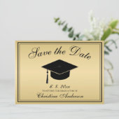 Afstuderen Elegant Gold Black Script Save the Date Kaart (Staand voorkant)