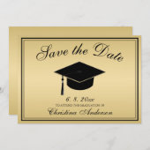 Afstuderen Elegant Gold Black Script Save the Date Kaart (Voorkant / Achterkant)
