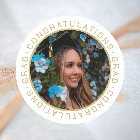Afstuderen Elegant Gold Custom Photo Ronde Sticker