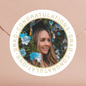 Afstuderen Elegant Gold Custom Photo Ronde Sticker
