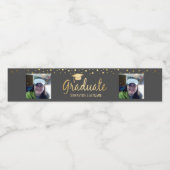 Afstuderen Elegant Gold Custom Photo Waterfles Etiket (Enkel label)
