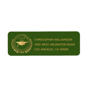 Afstuderen Elegant Gold Green Class of Emblem Etiket