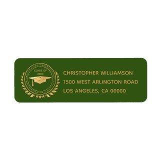 Afstuderen Elegant Gold Green Class of Emblem Etiket