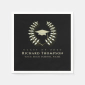 Afstuderen Elegant Gold Laurel Leaves Mortar Board Servet (Voorkant)