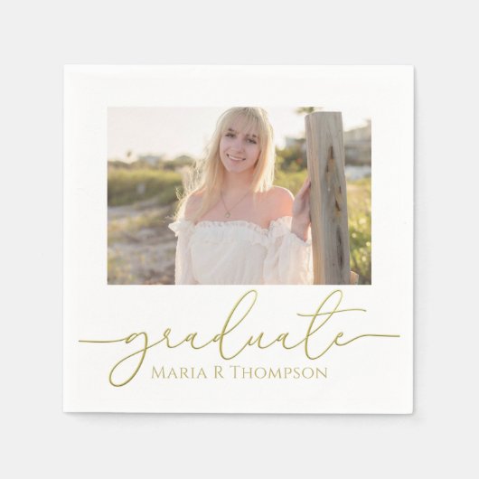 Afstuderen - Elegant Gold Minimalist Script Servet (Voorkant)