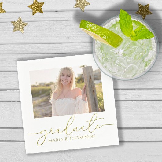 Afstuderen - Elegant Gold Minimalist Script Servet