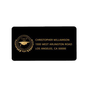 Afstuderen Elegant Gold Red Class of Emblem Etiket