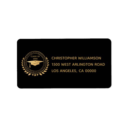Afstuderen Elegant Gold Red Class of Emblem Etiket (Voorkant)