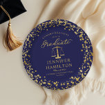 Afstuderen Elegant Goud Blauw Recht School Afstude Papieren Bordje<br><div class="desc">Maak uw afstudeerfeest 2025 onvergetelijk met deze moderne suite. Met gouden confetti op een blauwe achtergrond en elegante kalligrafie legt het perfect de schittering van uw succes vast. Het ontwerp kan worden afgestemd op uw specifieke behoeften en voorkeuren. Neem contact op als u kleurwijzigingen, ontwerpwijzigingen of extra items nodig hebt....</div>