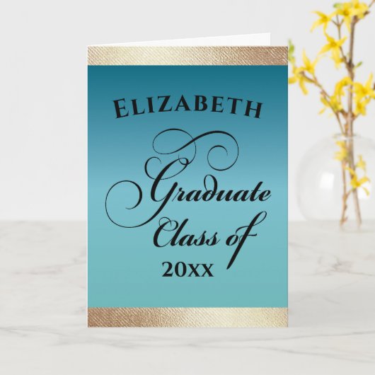 Afstuderen Elegant Goud Gefeliciteerd Kaart (Gele Bloem)