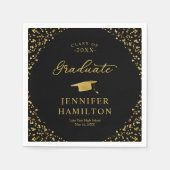 Afstuderen Elegant Goud Zwart Afstuderen Servet (Voorkant)