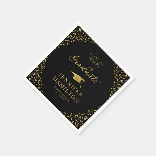 Afstuderen Elegant Goud Zwart Afstuderen Servet (Hoek)