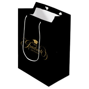 Afstuderen Elegant Goud Zwart Script Typografie Medium Cadeauzakje