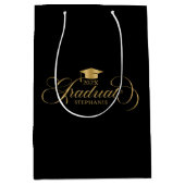 Afstuderen Elegant Goud Zwart Script Typografie Medium Cadeauzakje (Voorkant)