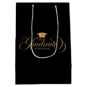 Afstuderen Elegant Goud Zwart Script Typografie Medium Cadeauzakje (Achterkant)