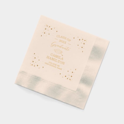 Afstuderen Elegant Gouden Confetti Folie Servetten (Links)