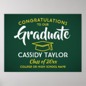 Afstuderen Elegant Groen & Goud Afstuderen Poster (Voorkant)