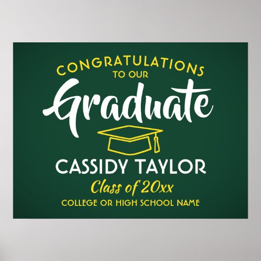 Afstuderen Elegant Groen & Goud Afstuderen Poster (Voorkant)