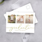 Afstuderen Elegant minimalist drie foto's eenvoudi Briefkaart