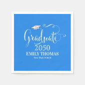 Afstuderen Elegant minimalistisch karton blauw Servet (Voorkant)