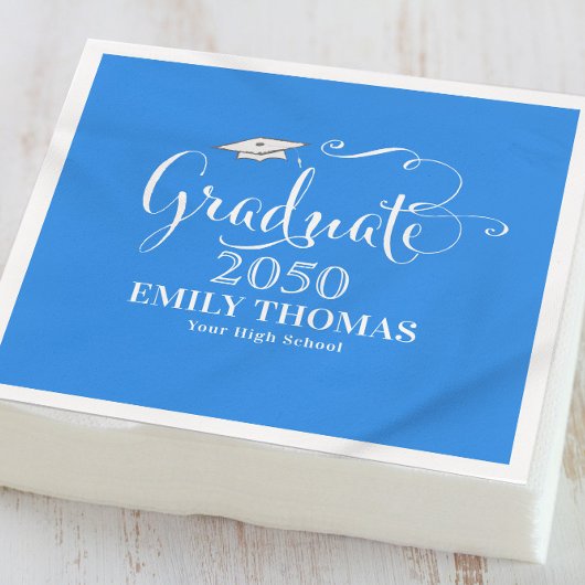 Afstuderen Elegant minimalistisch karton blauw Servet