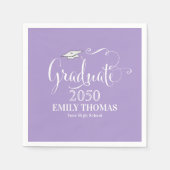 Afstuderen Elegant minimalistisch Mortarboard Paar Servet (Voorkant)