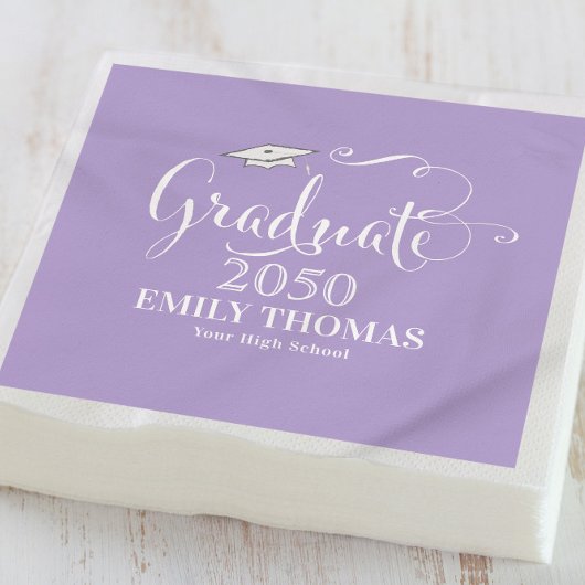 Afstuderen Elegant minimalistisch Mortarboard Paar Servet