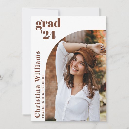 Afstuderen Elegant neutraal foto Afstuderen Aankondiging (Voorkant)