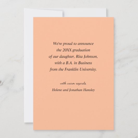 Afstuderen Elegant neutraal foto Afstuderen Aankondiging (Achterkant)