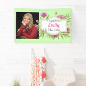 Afstuderen, Elegant roze bloemig, foto, op maat Spandoek (Insitu)