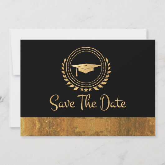 Afstuderen Elegant Save the Date Gold Afstudeerder (Voorkant)