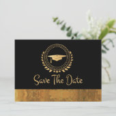 Afstuderen Elegant Save the Date Gold Afstudeerder (Staand voorkant)