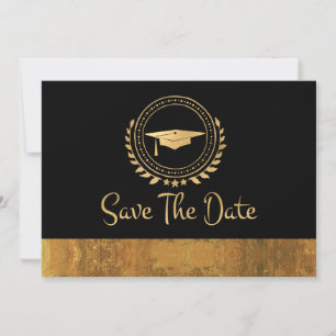 Afstuderen Elegant Save the Date Gold Afstudeerder
