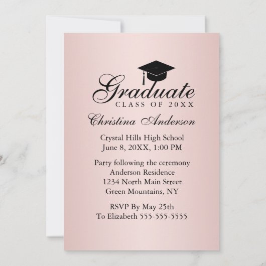 Afstuderen Elegant Save the Date Script Roos Kaart (Achterkant)