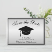 Afstuderen Elegant Save the Date Script Silver Kaart (Staand voorkant)