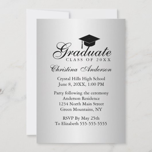 Afstuderen Elegant Save the Date Script Silver Kaart (Achterkant)