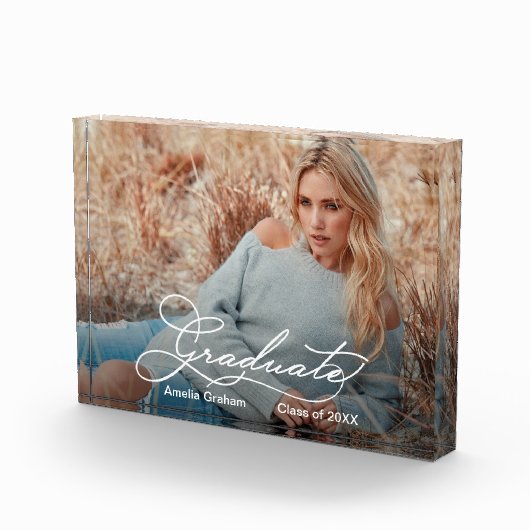 Afstuderen Elegant Script Afstuderen Gift Fotoblokken (Rechts)