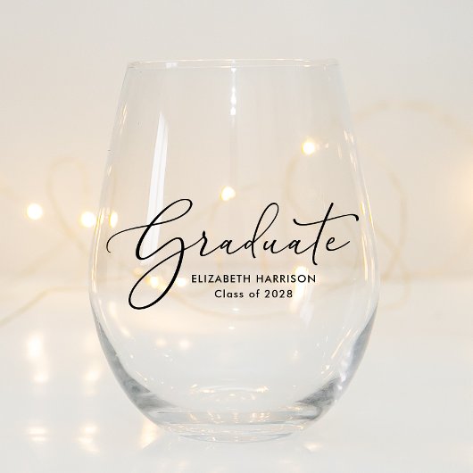 Afstuderen Elegant Script Afstuderen Wijnglas Zonder Voet