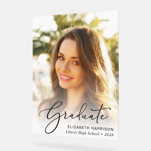 Afstuderen Elegant Script-foto Acryl Bord (Hoek)