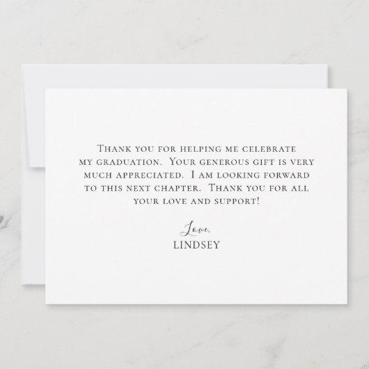 Afstuderen Elegant Script-foto Bedankkaart (Achterkant)