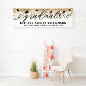 Afstuderen Elegant Script Gold Confetti Afstuderen Spandoek (Insitu)