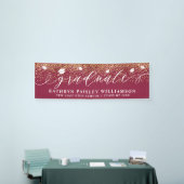 Afstuderen Elegant Script Gold Confetti Afstuderen Spandoek (Beurs)
