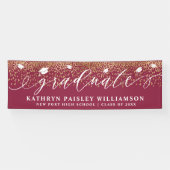 Afstuderen Elegant Script Gold Confetti Afstuderen Spandoek (Horizontaal)